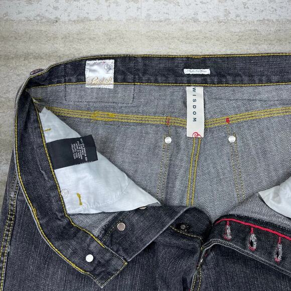 Vintage Skater Wide Leg Jeans Parish Smoke Black Wash Baggy Denim Rap Style Y2K - Picture 6 of 6